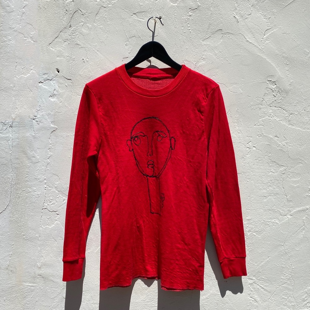 Vintage long sleeve thin cozy red sweatshirt